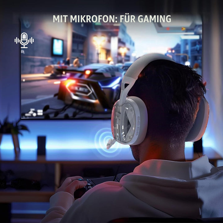 ATTACK SHARK L60 Kabelloses Gaming-Headset, 2,4G/BT/3,5mm-Kabel-Weiss | Ultraleichter Kopfhörer mit