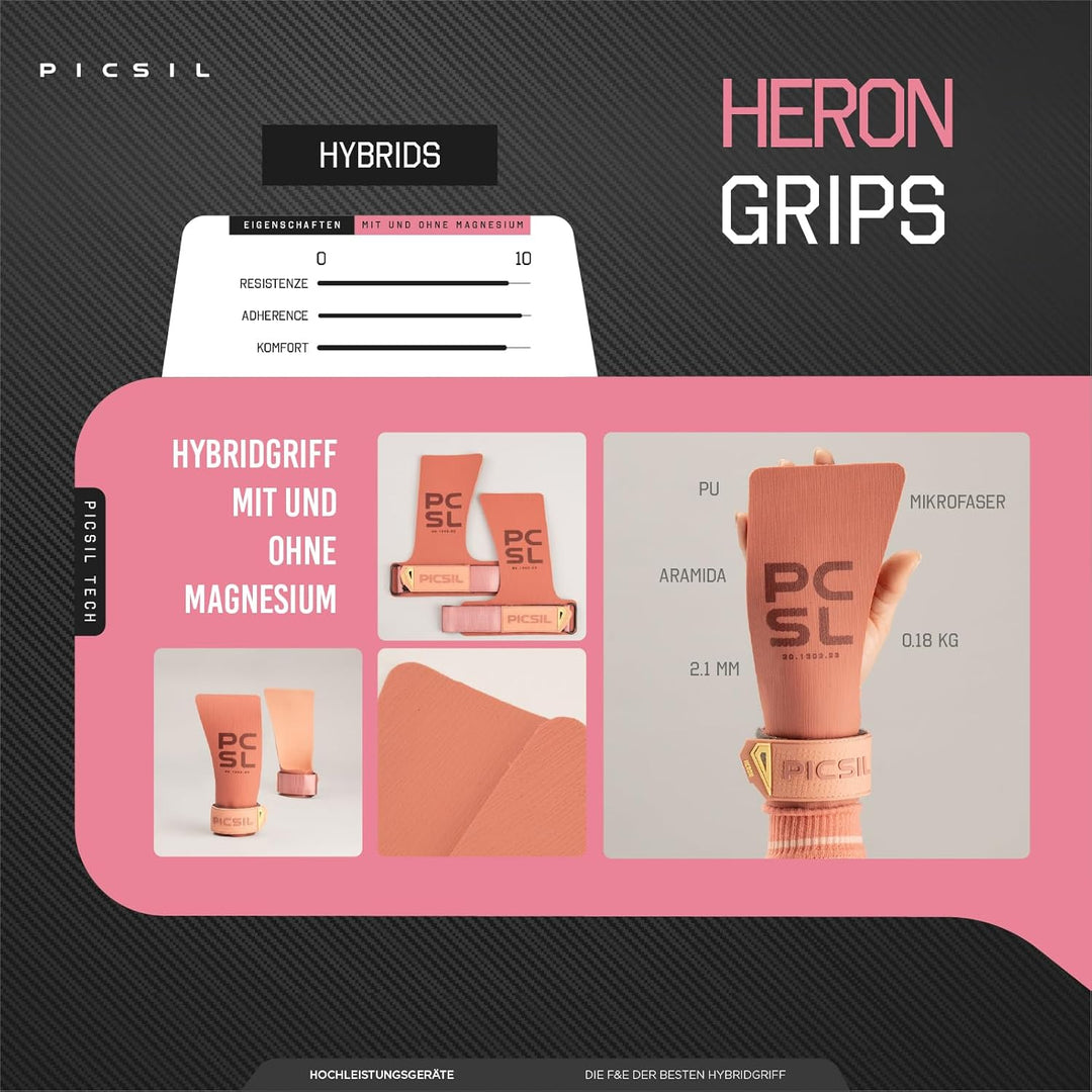PICSIL Heron Hand Grips – Handschutz aus Aramidfasern, Nutzung mit oder ohne Magnesia, für WOD, Cros