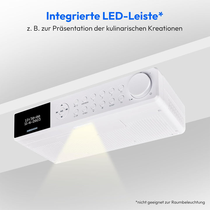 MEDION E6660 Küchen Unterbauradio (DAB+ Küchenradio, PLL UKW Radio, Bluetooth, LED Lichtleiste, Unte