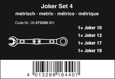 Wera 05073290001 6000 Joker 4 Set 1, Maul-Ringratschenschlüssel-Satz, metrisch, 4-teilig 4-teilig me