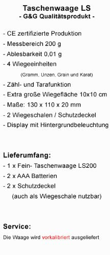 G&G 300g/0,01g LS Feinwaage Taschenwaage Digitalwaage Goldwaage Münzwaage Extra Grosse WiegeflächeEx