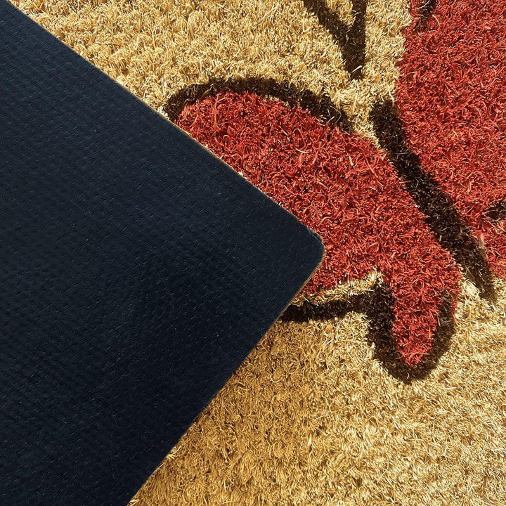 CARPETIA Kokos Schuhabtreter mit bunten Schmetterlingen | umweltfreundlich | rot orange, 40 x 60 cm