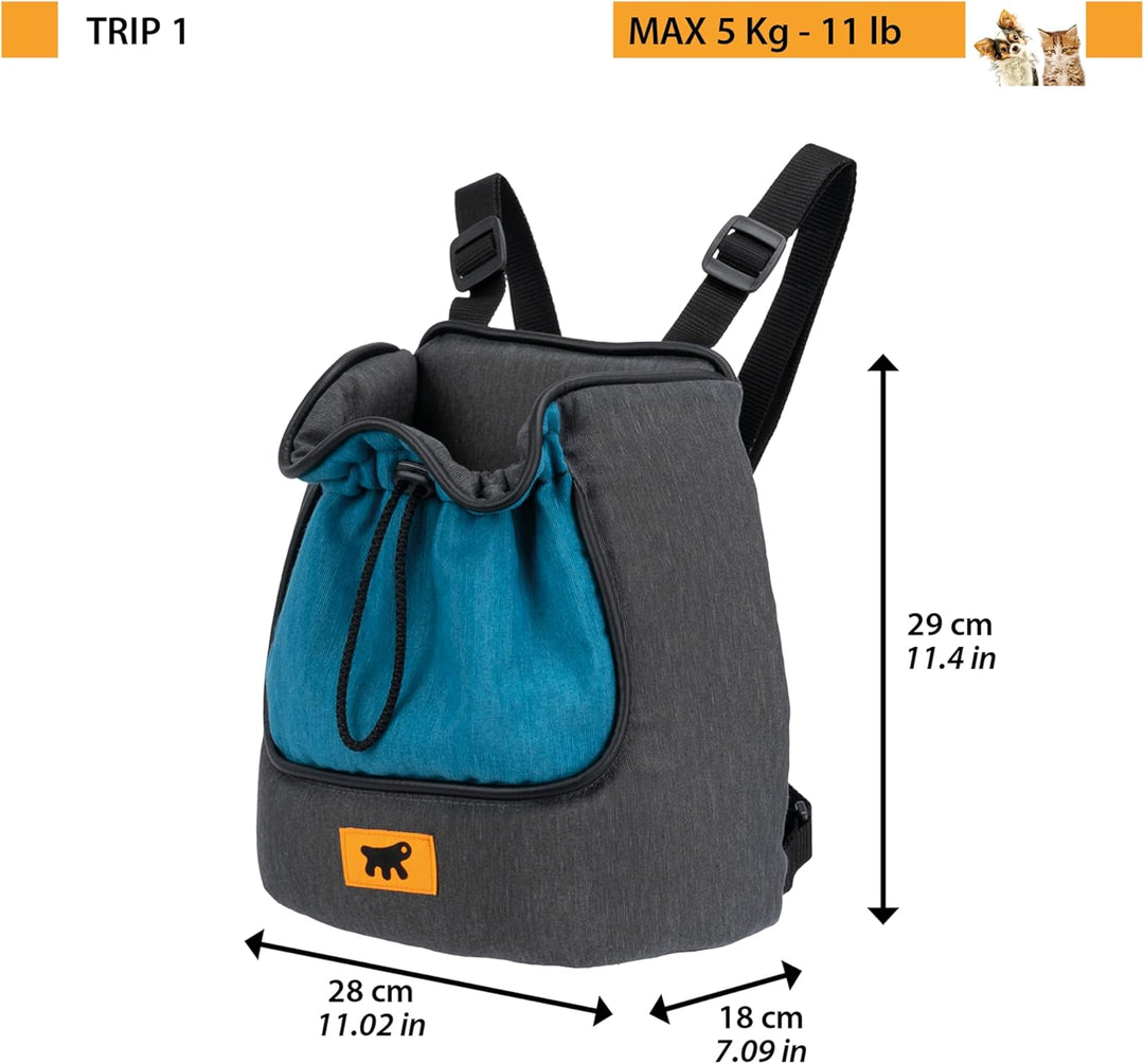 Ferplast Hunderucksack Trip, Katzenrucksack, Transportbox Katze, Hundetasche, verstellbare Gurte, Ko