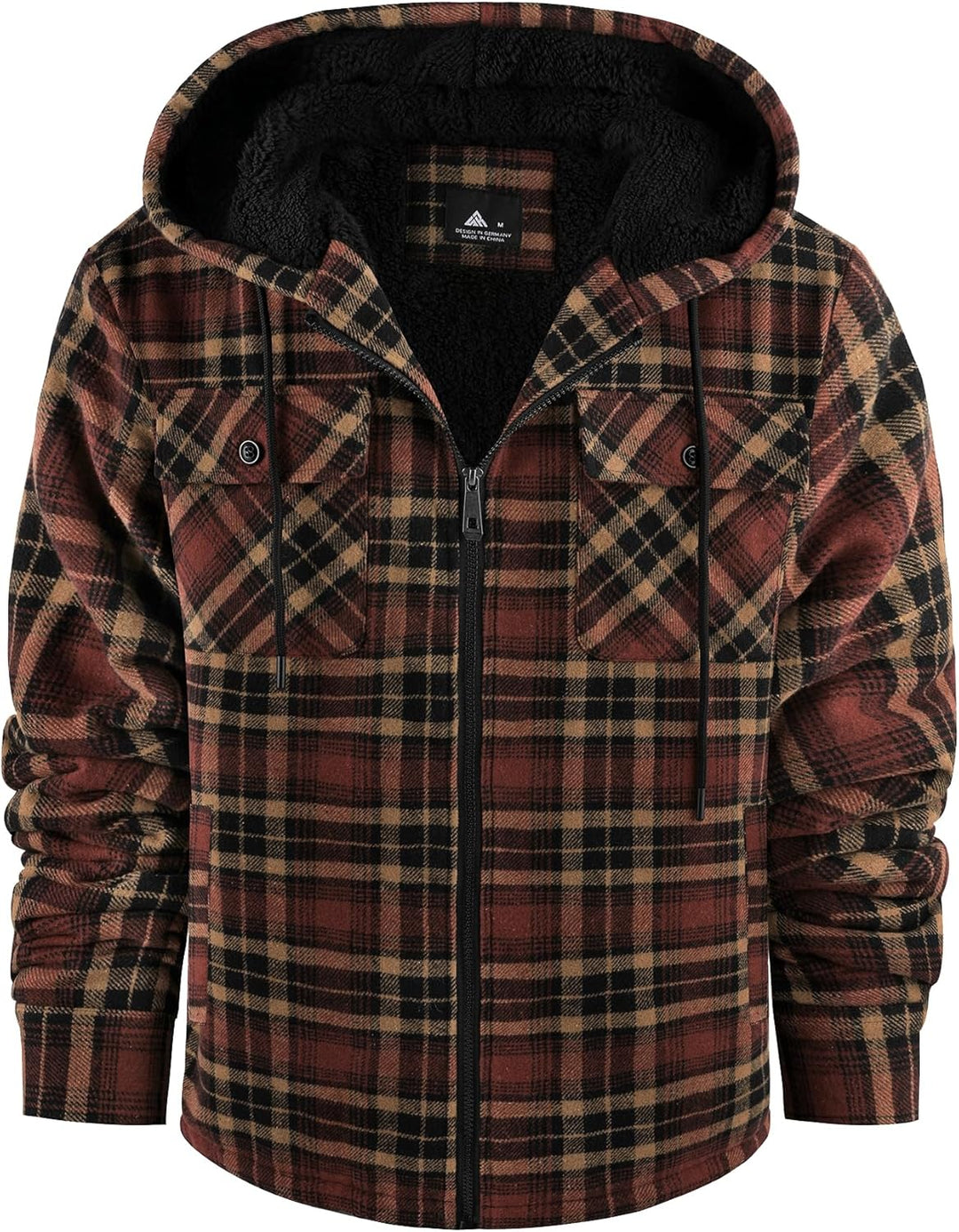 JACKETOWN Hemdjacke Kariertes Herren hoodies Flanelljacke Warm Thermohemd Herren Holzfäller Jacke Ve