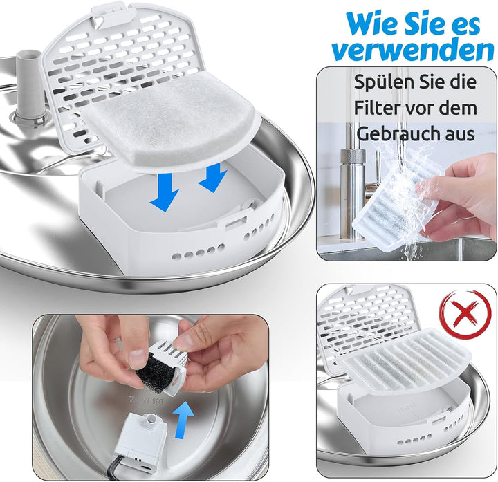 GoldenSun Katzenbrunnenfilter, NUR für D36/D66 Katzenbrunnen mit Wasserstandsfenster, Kohleharzfilte