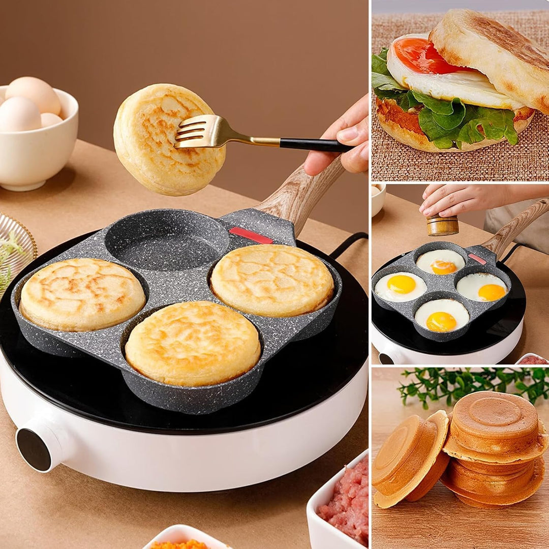 4 Intervalle Spiegeleipfanne, Aluminium Pancake Pfanne Antihaft Pfannkuchenpfanne Outdoor-Camping-Ei