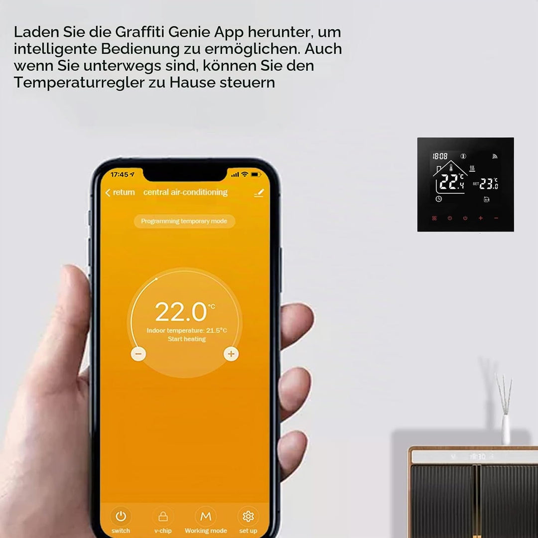 Smart WiFi Thermostat Kesselheizung Fussodenheizung, WiFi Heizungsthermostat LED Display Touchscreen