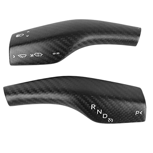 Focket 2PCS Lenkradhebelabdeckung Schalthebelabdeckung für Tesla Model 3 Y 2016-2023, Carbon Fiber W