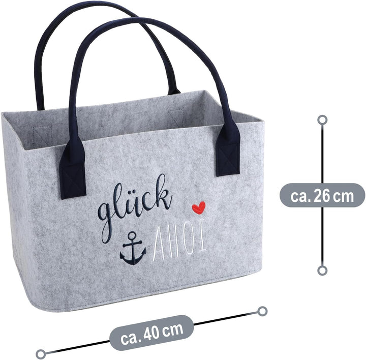 com-four® Filz-Shopper mit Henkel - Kaminholz-Tasche 40 x 26 cm - Tasche mit maritimem Spruch für St