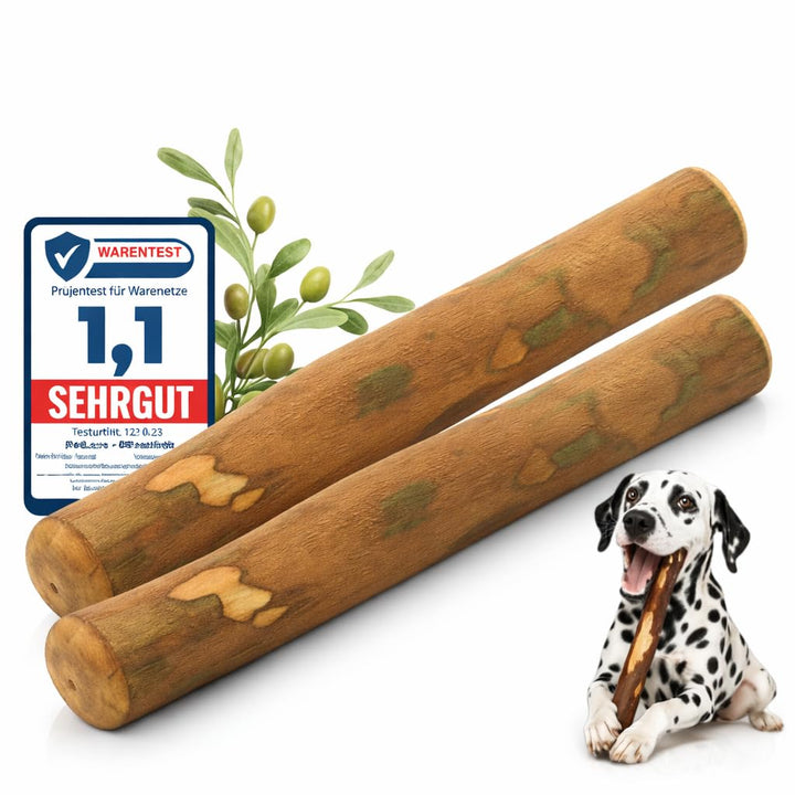 PetLove Kauholz für Hunde aus Olivenholz • Holzknochen als Hundespielzeug • Kauknochen als Zahnpfleg