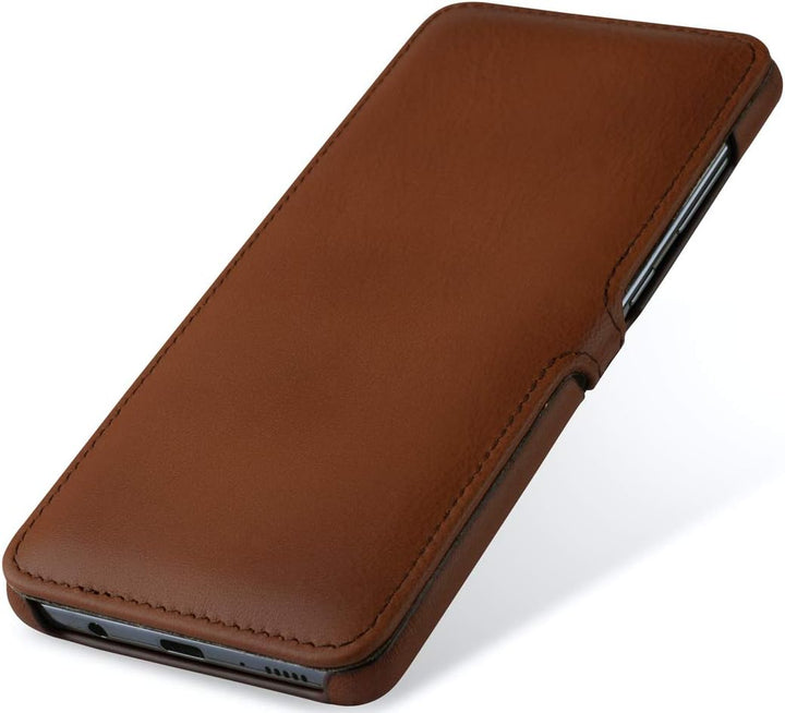 STILGUT Book Case entwickelt für Samsung Galaxy A71 Hülle aus Leder mit Clip-Verschluss, Lederhülle,