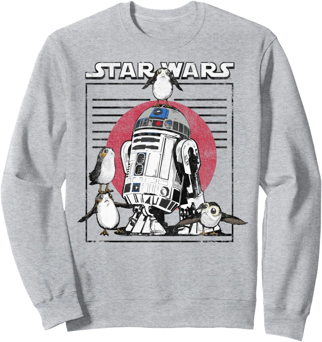 Star Wars The Last Jedi R2-D2 And Porgs Striped Poster Sweatshirt