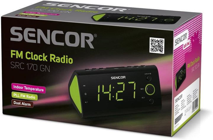 SENCOR SRC 170GN, Radiowecker (PLL-FM-Tuner, 3 cm (1,2 Zoll) LED-Display) grün