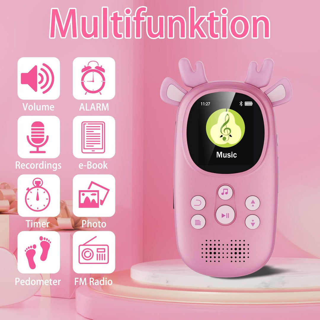 CCHKFEI 32GB Kinder MP3 Player mit Bluetooth 5.3,1,8 Zoll Bildschirm Bluetooth MP3-Player mit kopfhö