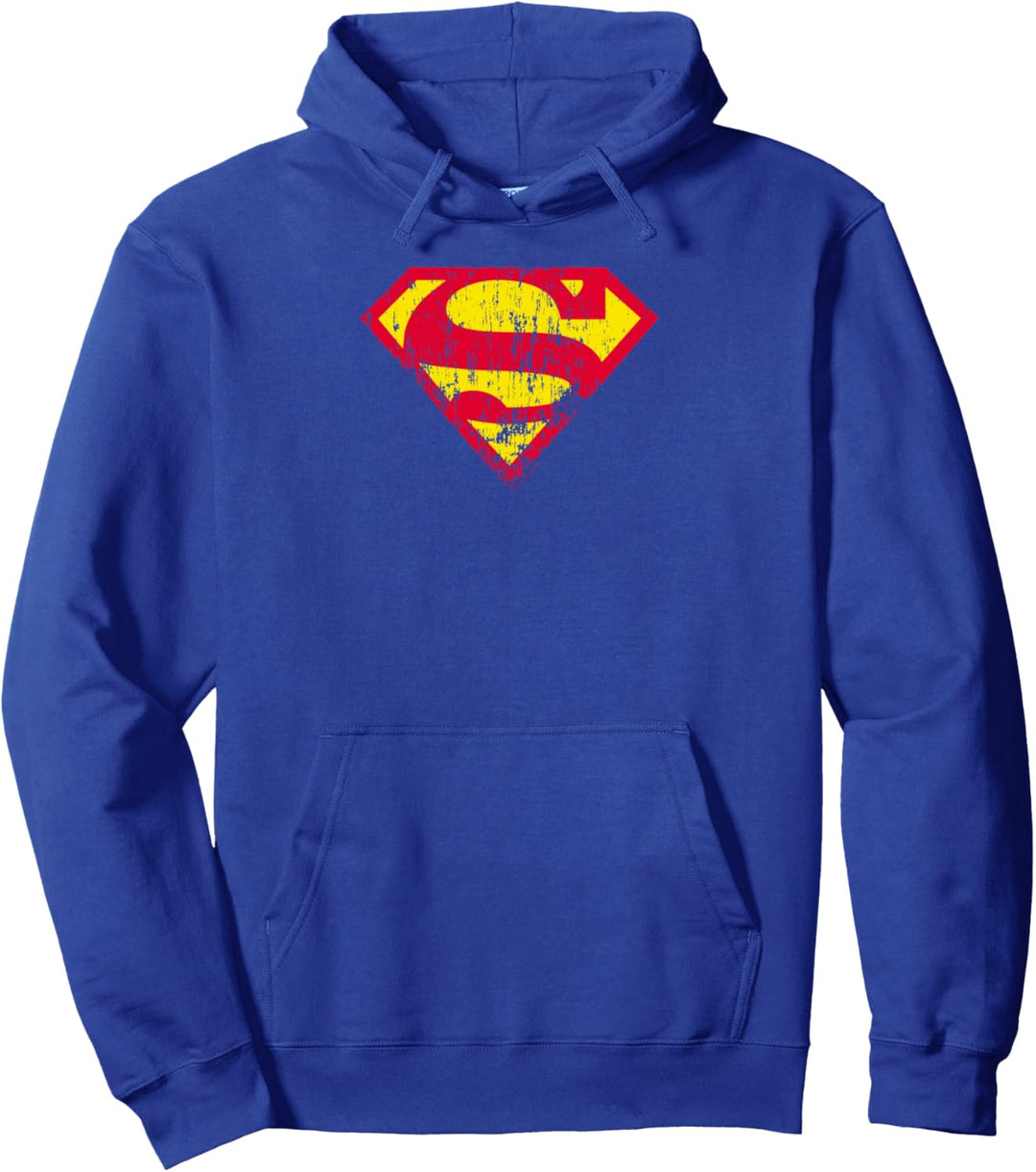 Superman Classic Logo Distressed Pullover Hoodie