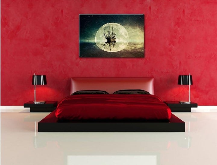 Geisterschiff im Weltall, Format: 100x70 auf Leinwand, XXL riesige Bilder fertig gerahmt mit Keilrah