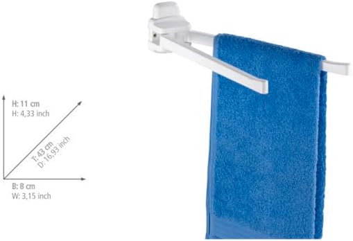 WENKO Handtuchhalter Mod. Pure mit Zwei beweglichen Armen für Handtücher einfache Reinigung aus Kuns