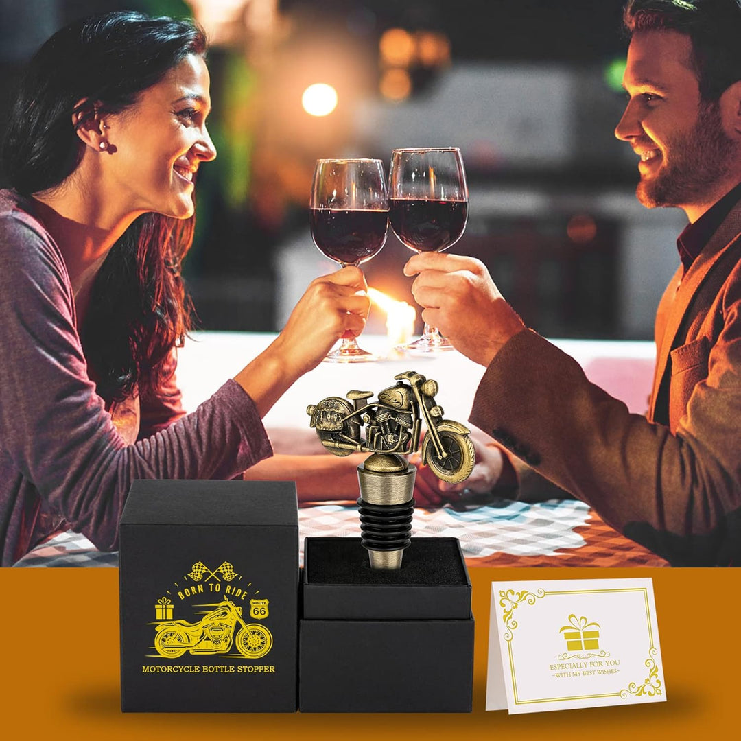 LKKCHER Motorrad Weinflaschenverschluss, Valentinstaggeschenk Weinsparer, Weinstopfen für Weinflasch