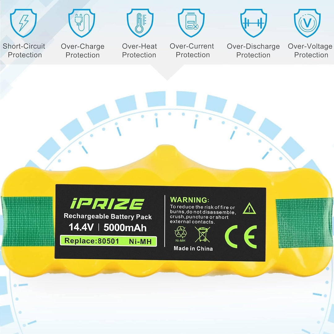 iPrize 14,4V 5,0Ah NI-MH Ersatzakku für iRobot Roomba R3 500/600/700/800/900 Serie 510 530 532 535 5