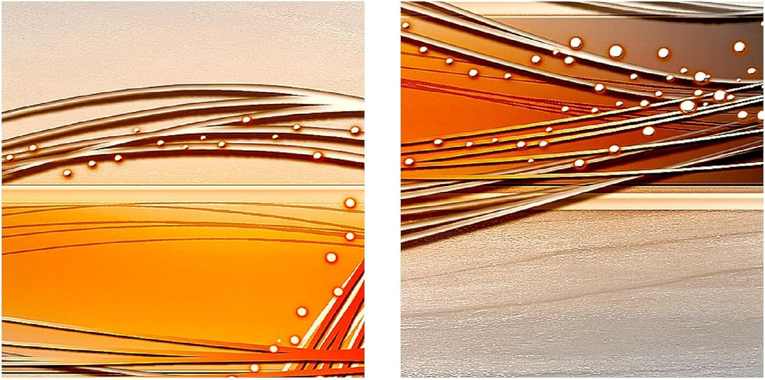 Runa Art Bild Modern Abstrakt - Made in Germany - Wandbilder Grau Orange Weiss 4 Teilig 103342c 100
