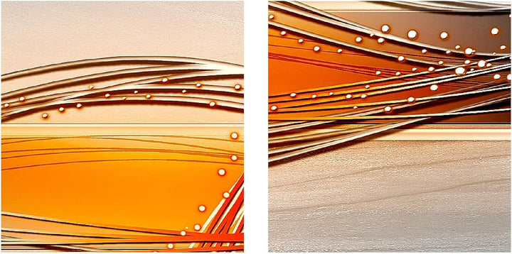 Runa Art Bild Modern Abstrakt - Made in Germany - Wandbilder Grau Orange Weiss 4 Teilig 103342c 100