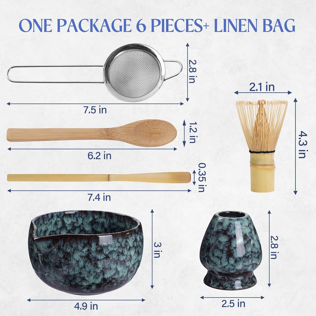 Matcha Tee Set – Japanisches Ceremonial Matcha Zubereitungsset | mit Bambus Chasen, Chashaku Löffel,