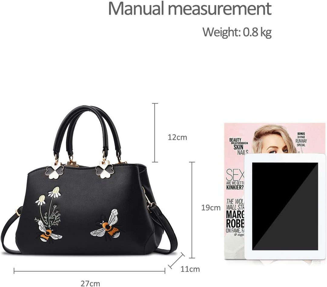 NICOLE&DORIS Handtaschen Damen Mode Schultertasche Geldbörse Retro Umhängetasche Frau Tote Stickerei