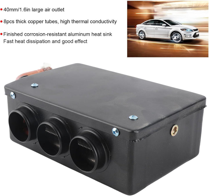 Heizlüfter 12V,12V Kabinenheizung,Autoentfroster,12V 50W Autoheizung 3-Loch Tragbar Winter Schnell H