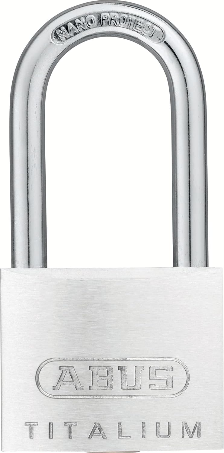 ABUS Vorhängeschloss Titalium 64TI/40HB40 mit hohem Bügel - Kellerschloss mit Schlosskörper aus Spez