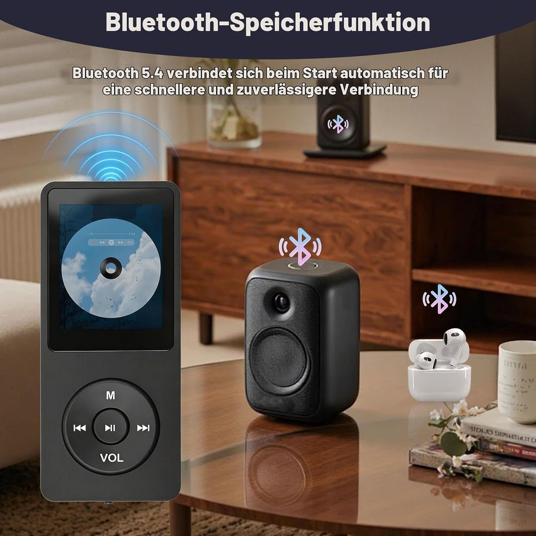 64GB MP3 Player mit Bluetooth 5.3, MP3 Player mit Lautsprecher und Kopfhörer, HiFi Musikplayer verlu