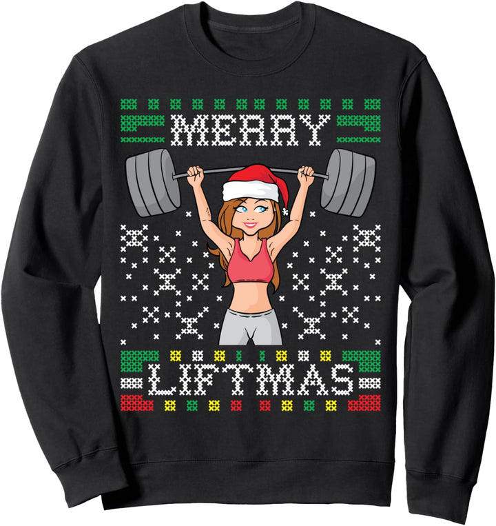 Merry Liftmas Ugly Christmas Sweater Miss Santa Gym Workout Sweatshirt