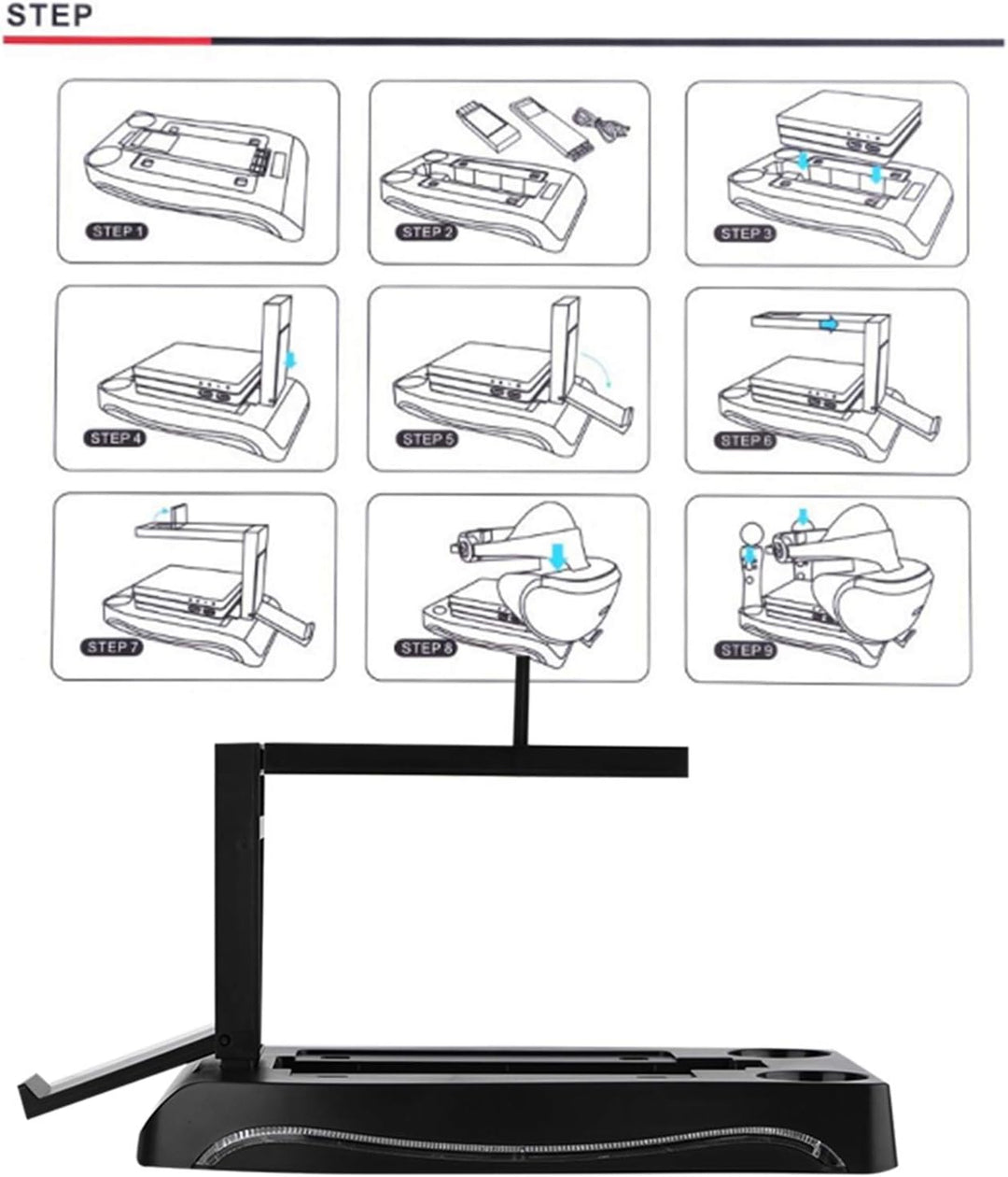 Ladestation für PS4 VR, PS4 VR Controller Ladestation Dock Stand VR Headset Stand für Konsole von VR