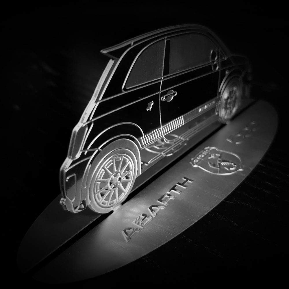 4R Quattroerre.it 11203 Modellauto Silhouette graviert Fiat 500 Abarth aus Edelstahl