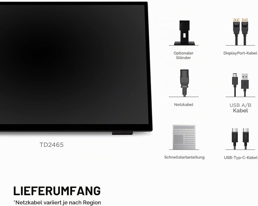 Viewsonic TD2465 59,6 cm (24 Zoll) Touch Monitor (Full-HD, HDMI, USB, 10 Punkt Multitouch, integrier