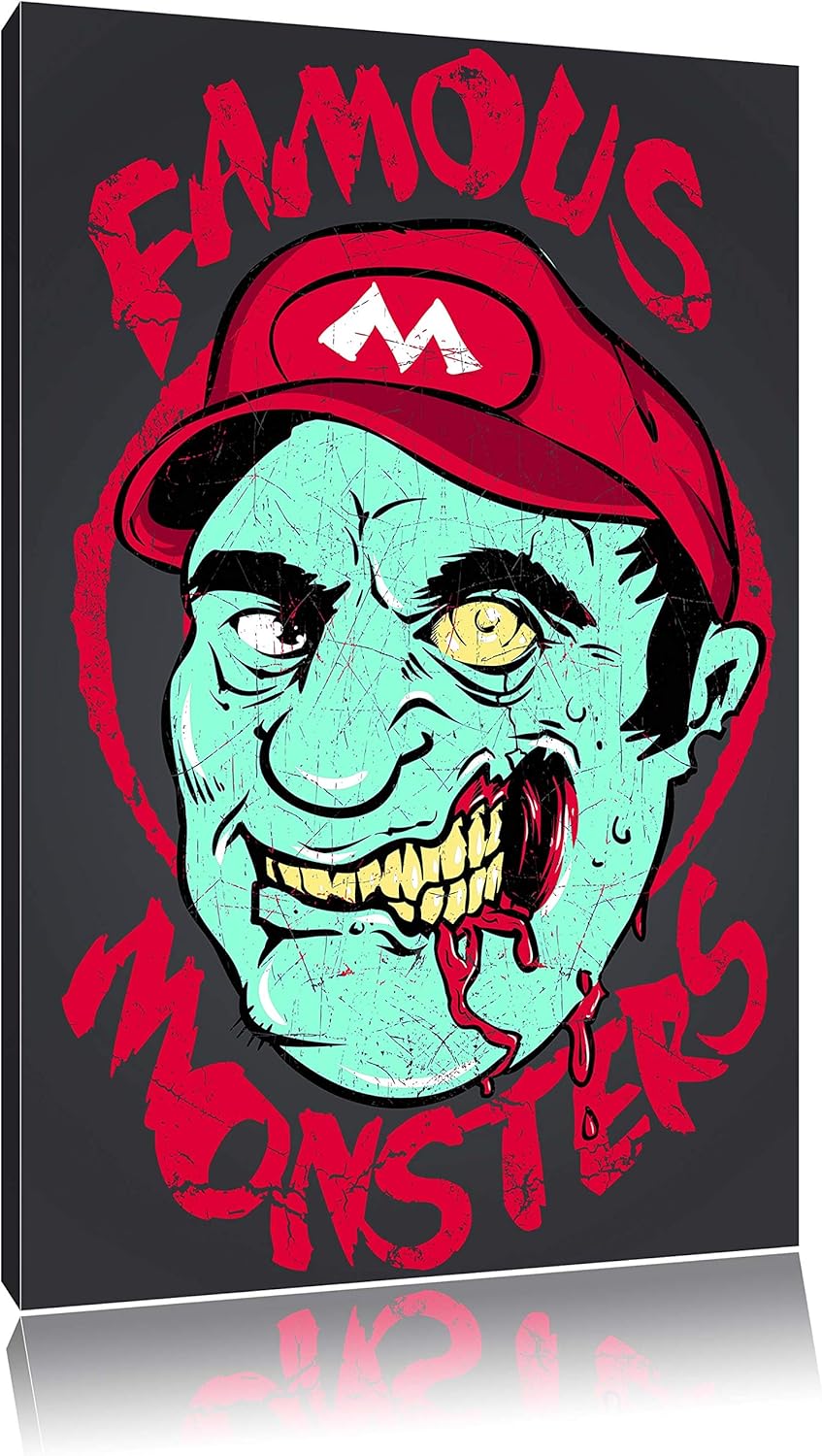 Pixxprint Famous Monsters Black Bild auf Leinwand, XXL riesige Bilder fertig gerahmt mit Keilrahmen,