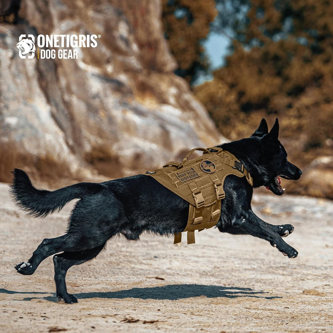 OneTigris Hundegeschirr, X Destroyer Taktisches Geschirr Hund 3 Griffe Heavy Duty Hundeweste mit Met