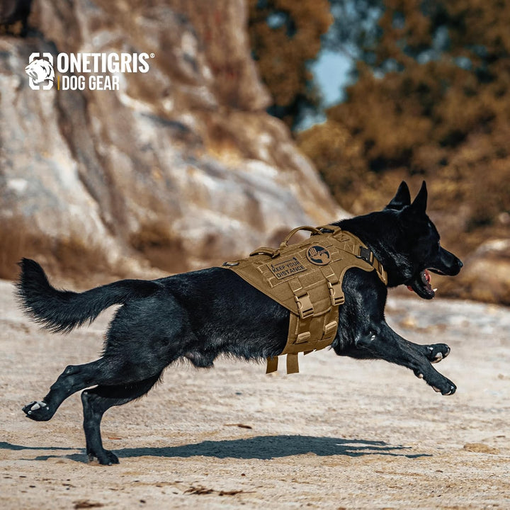 OneTigris Hundegeschirr, X Destroyer Taktisches Geschirr Hund 3 Griffe Heavy Duty Hundeweste mit Met