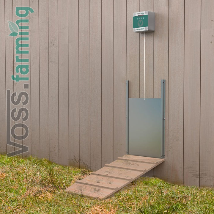 VOSS.farming Set Chicken-Door automatische Hühnertür + Alu Hühnerklappe 300 x 400mm, Türöffnung, Tür