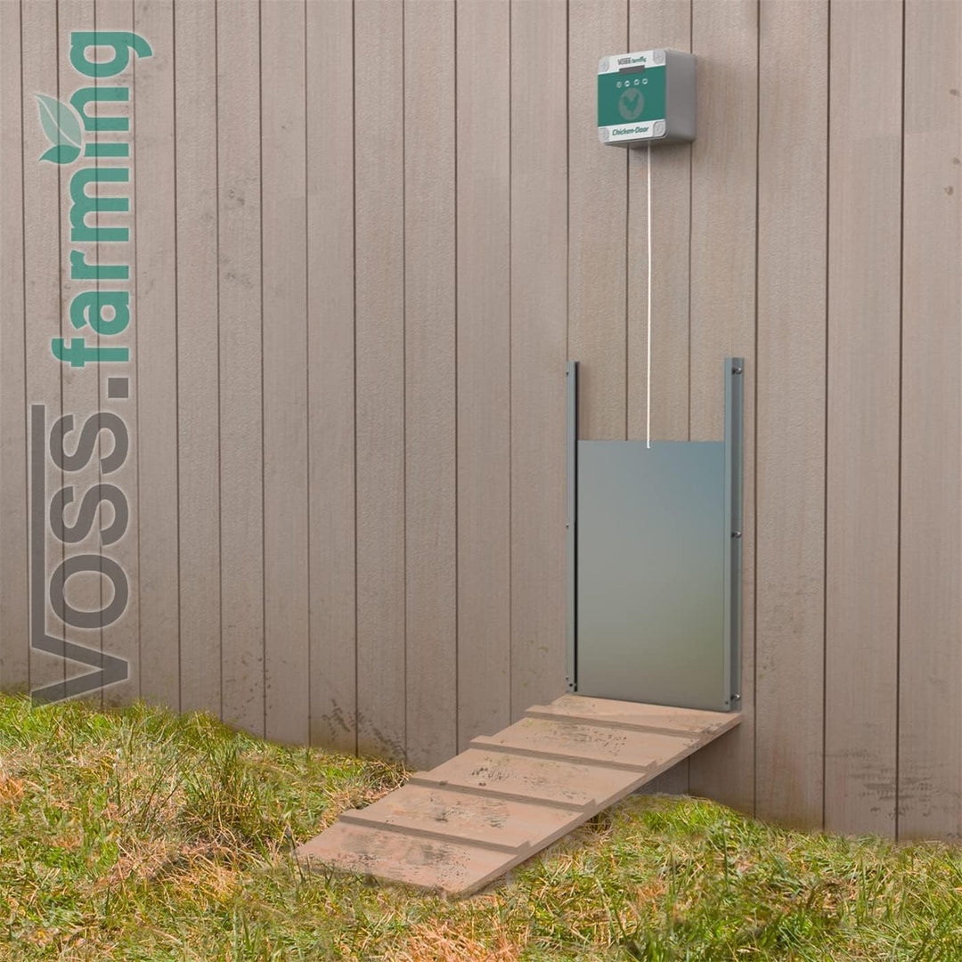 VOSS.farming Set Chicken-Door automatische Hühnertür + Alu Hühnerklappe 430 x 400mm, Türöffnung, Tür