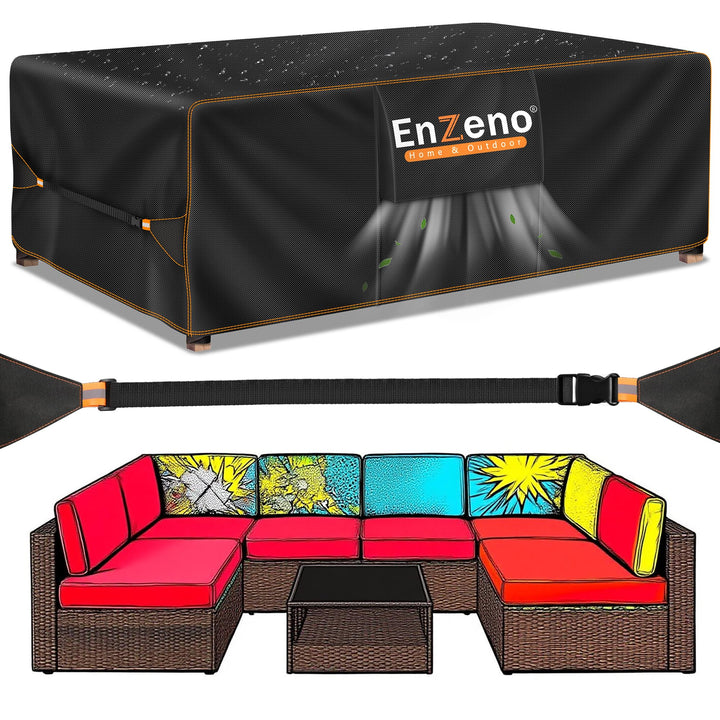 Enzeno Gross Gartenmöbel Abdeckung Wasserdicht mit Belüftungsöffnungen 300x250x100cm, Abdeckplane Sc