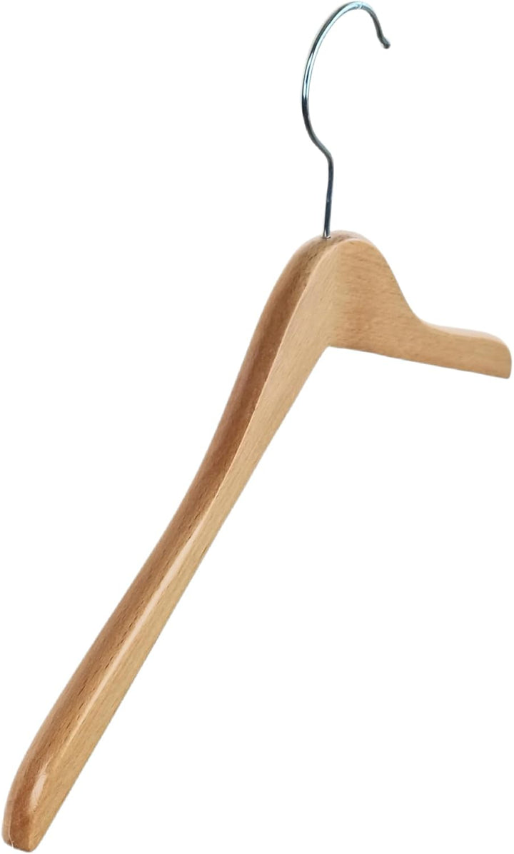 Hagspiel Kleiderbügel aus Holz, Kleiderbügel aus Buchenholz, Natur lackiert (Wasserlack), vernickelt