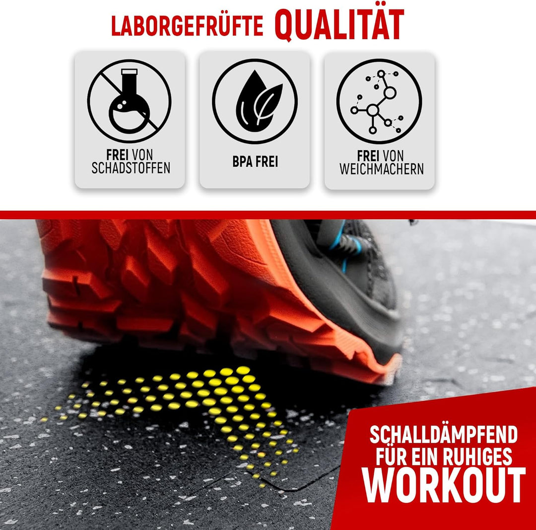 NEOLYMP Bodenschutzmatte Fitness 1 x 8 Matten, extra dicke und robuste Gummimatte Fitnessboden - Puz