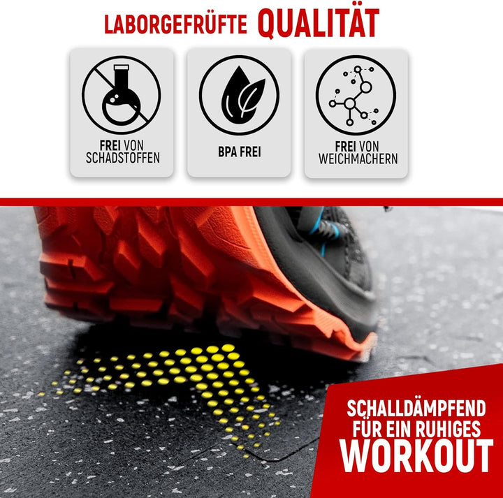 NEOLYMP Bodenschutzmatte Fitness 1 x 8 Matten, extra dicke und robuste Gummimatte Fitnessboden - Puz