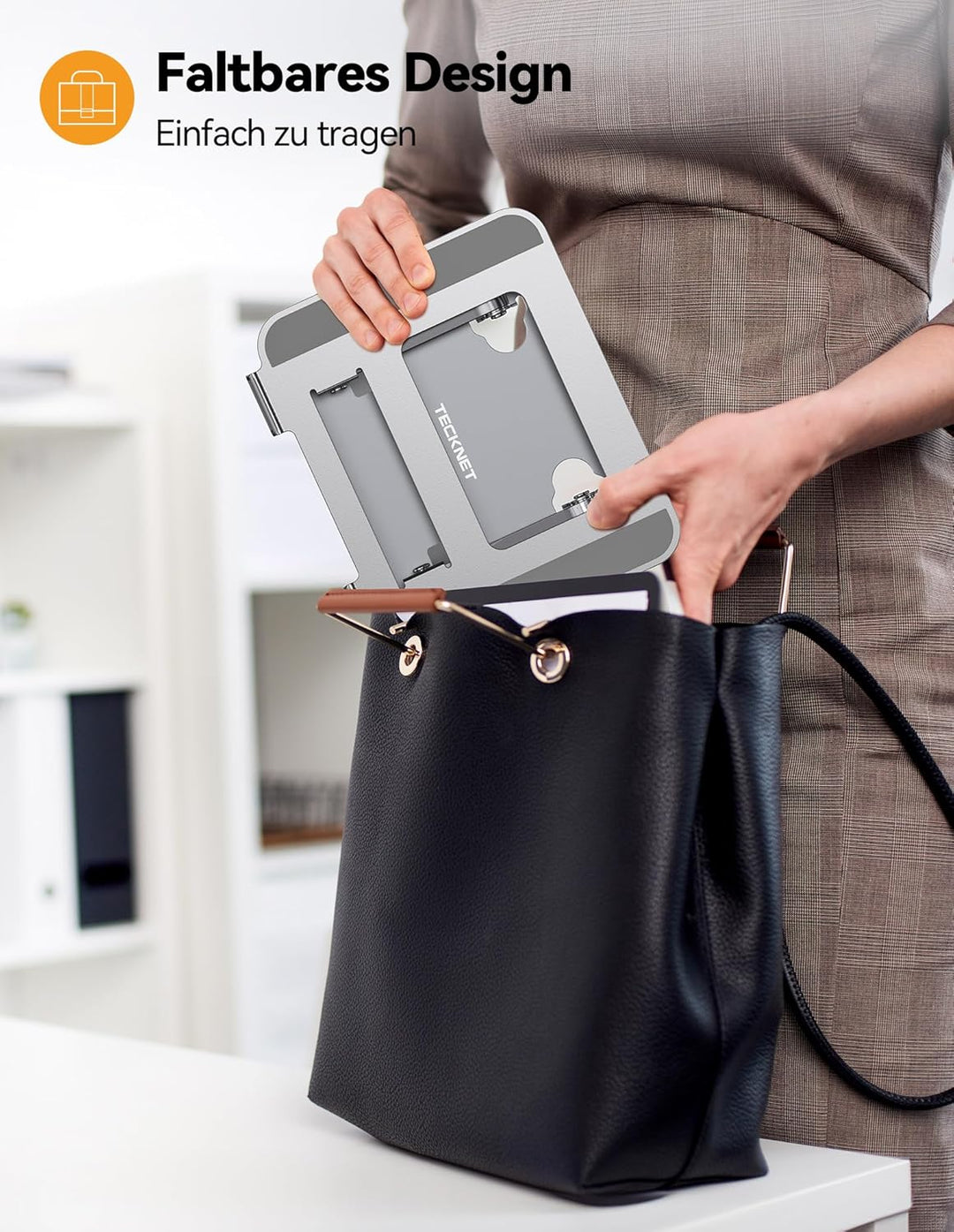 TECKNET Laptop Ständer Höhenverstellbar und Drehbar, Ergonomische Laptop Halterung Schreibtisch, Not