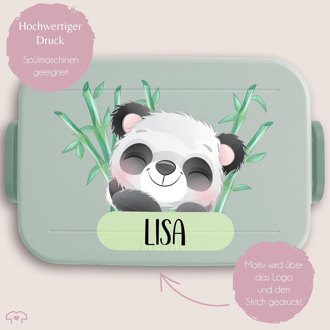 Bento Box Midi Lunchbox für Mepal Bentobox - Kinder Brotdose Panda Bär mit Name | Pandabären Motiv K