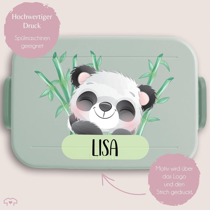 Bento Box Midi Lunchbox für Mepal Bentobox - Kinder Brotdose Panda Bär mit Name | Pandabären Motiv K