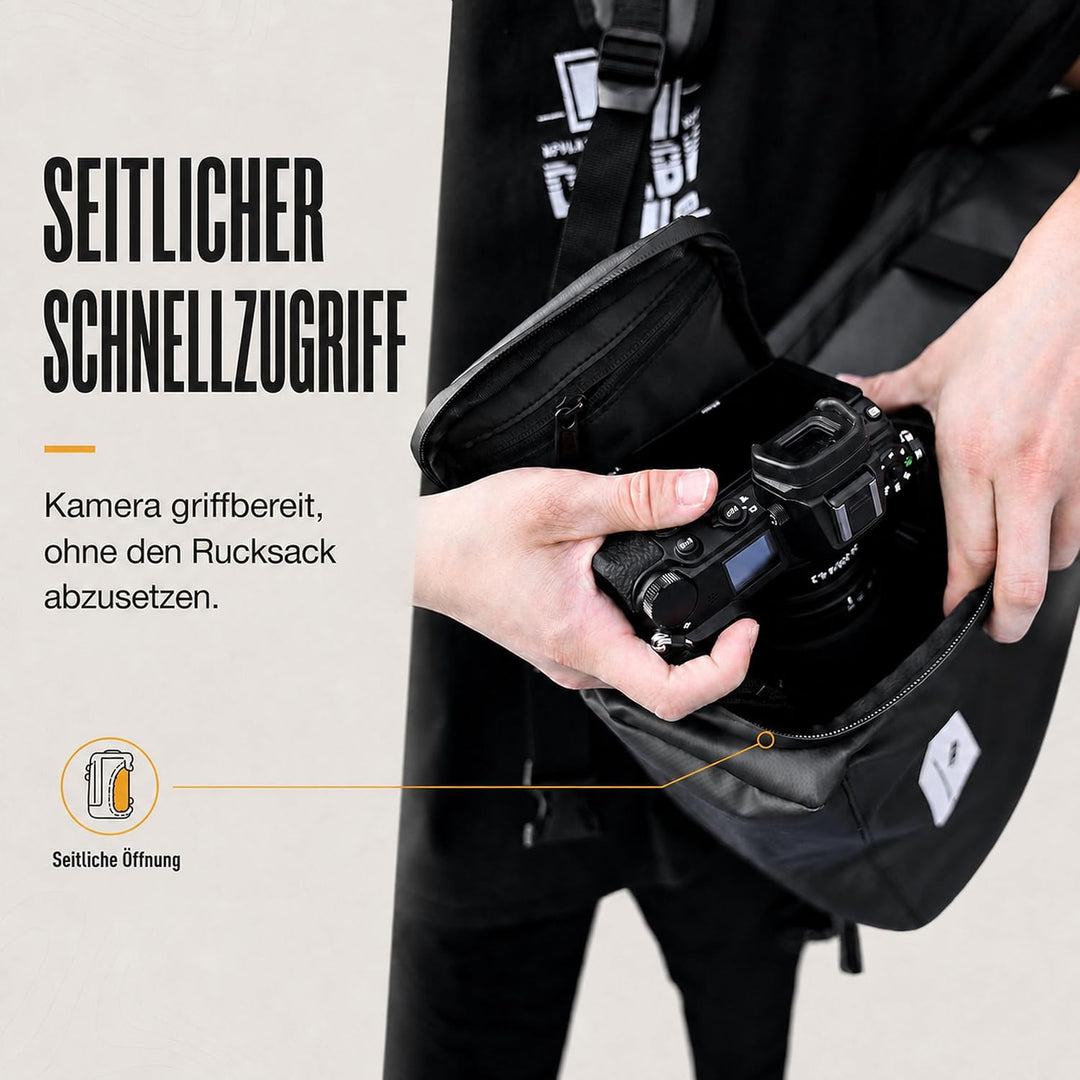 Kamerarucksack wasserdicht mit Trinksystem | Modularer Fotorucksack für Stativ | Schneller Kamera-Zu