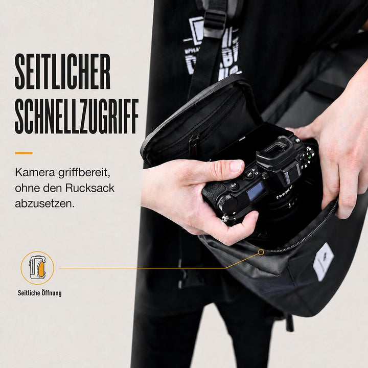 Kamerarucksack wasserdicht mit Trinksystem | Modularer Fotorucksack für Stativ | Schneller Kamera-Zu