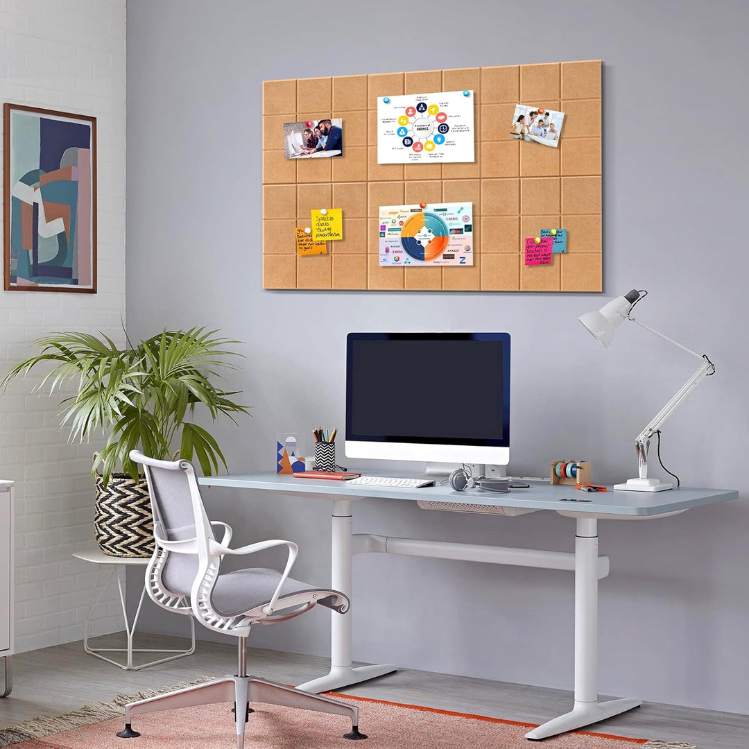 Uoisaiko Grosse Filz Pinnwand Selbstklebend mit 30 Pinnnadeln, 6 Stück 30x30cm Filzboard Memotafeln