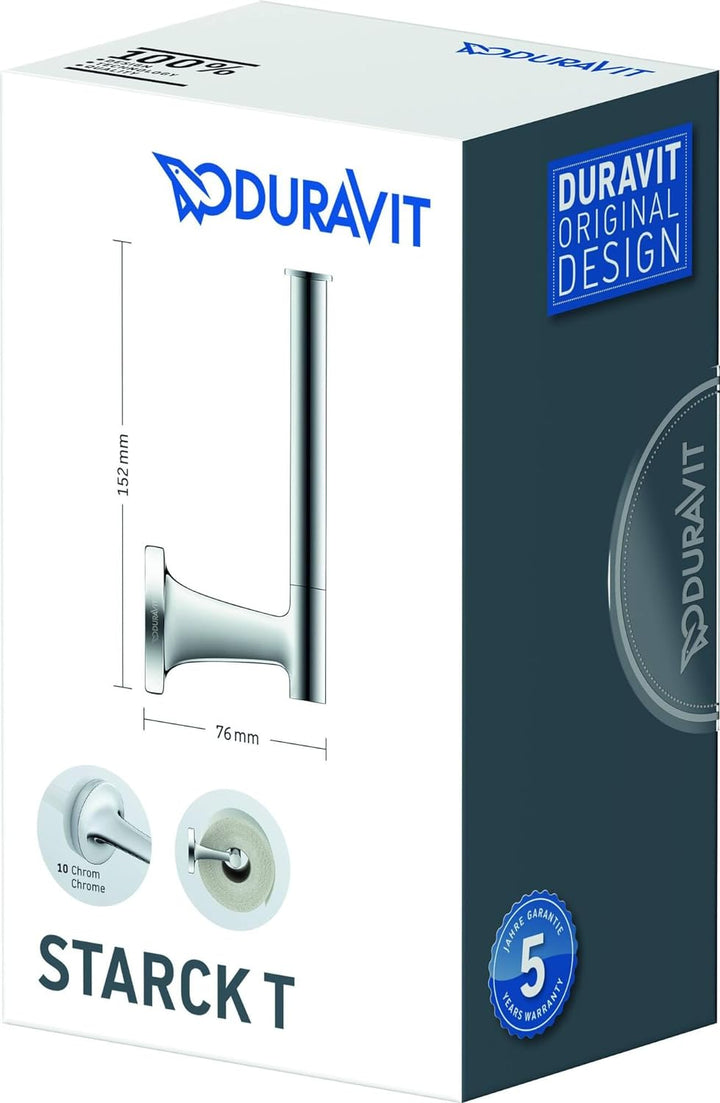 Duravit Papierrollenhalter Starck T, für 1 Rolle, Wandmontage, Chrom ohne Deckel für 1 Rolle Chrom,